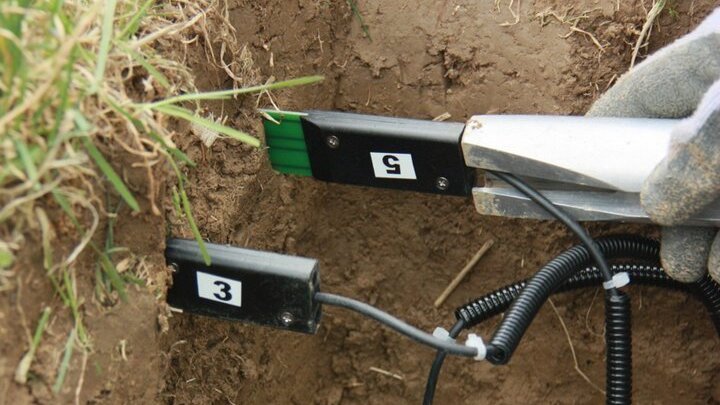 Soil water content sensor installation